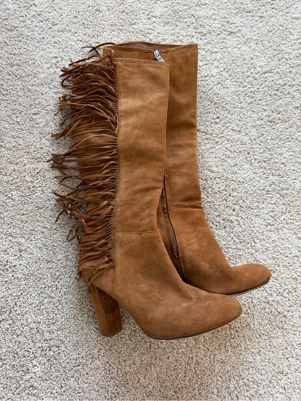 Ralph Lauren Women's Suede Fringe Knee-High Boots - Tan